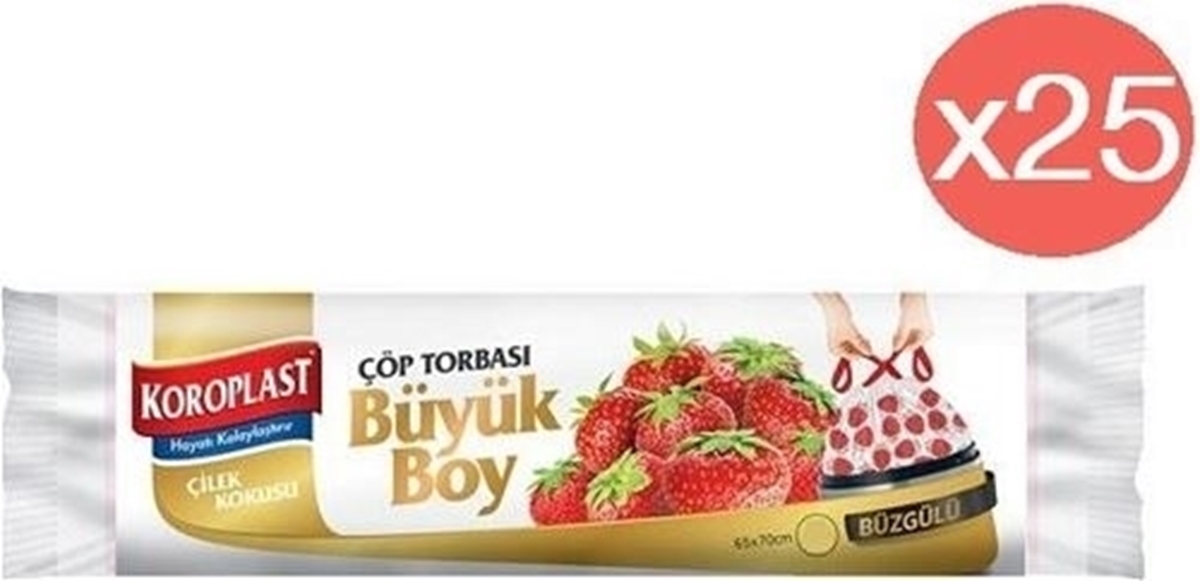 Koroplast Çilek Kokulu Büyük Çöp Torbası 65x80 cm 10'lu 10 Rulo resmi