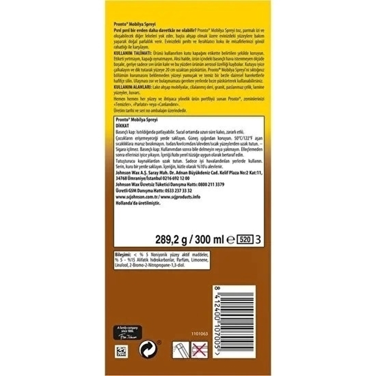 Pronto Mobilya Parlatıcı Classıc Aerosol 300 ml 12'li Koli resmi