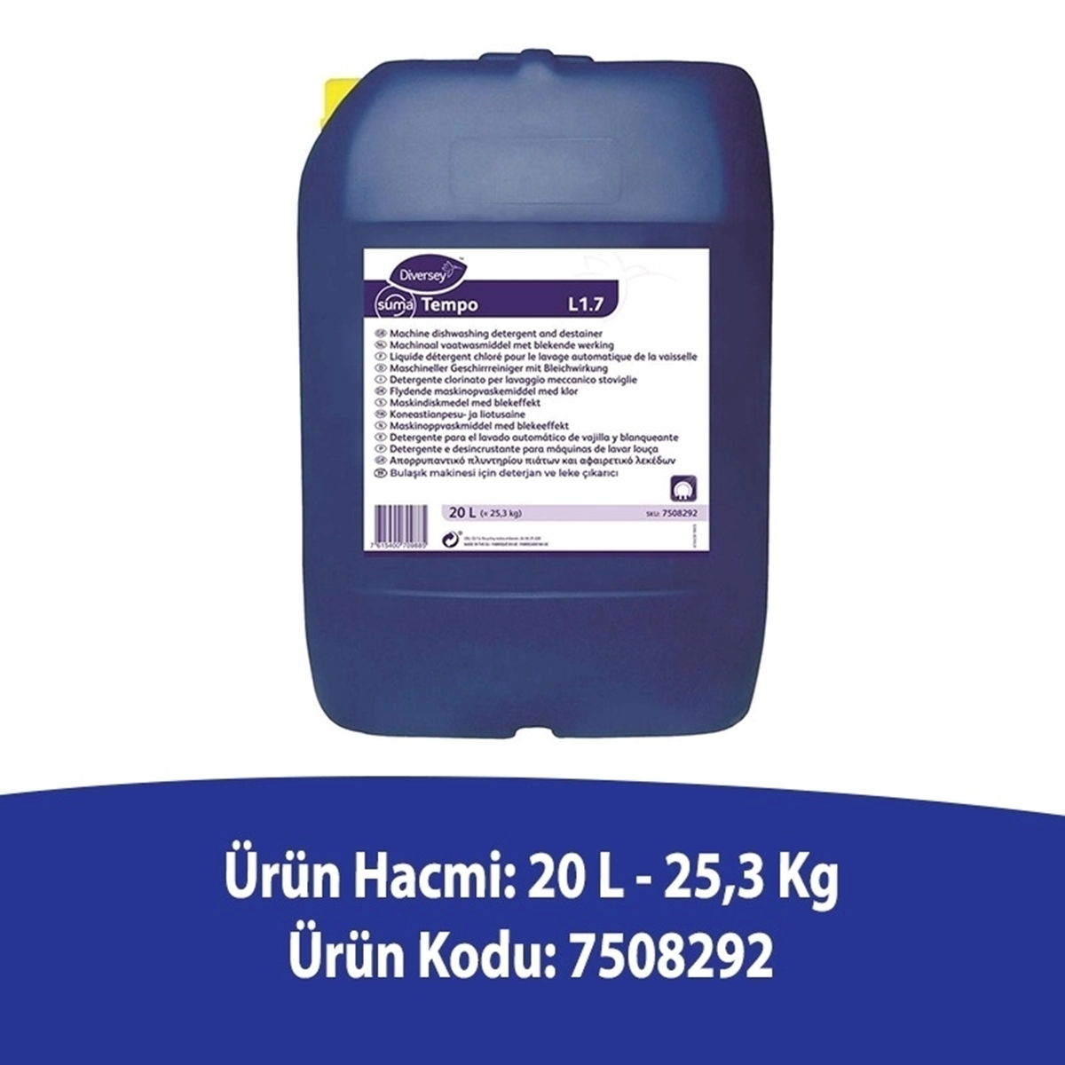 Diversey Suma Tempo L1.7 Klorlu Bulaşık Deterjanı 20 L resmi