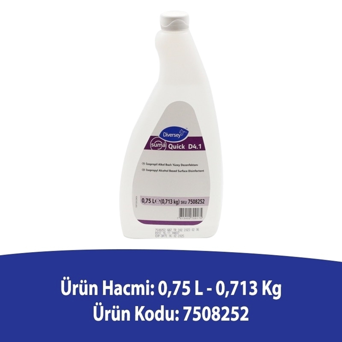 Diversey Suma Quick D4.1 Alkol Bazlı Yüzey Temizleyici 750 ML resmi