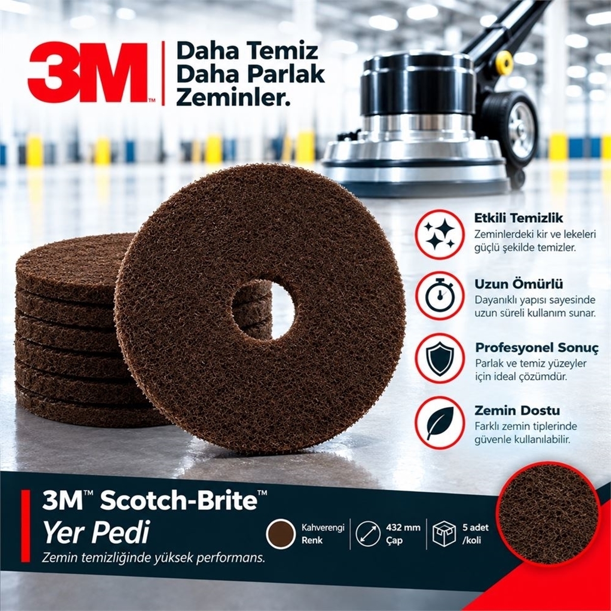 3M™ Scotch-Brite™ Yer Pedi Kahverengi 43 cm 5adet/koli resmi